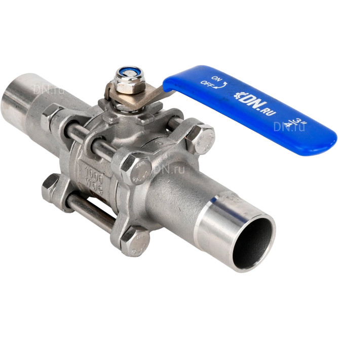 Кран шаровой BV3232P(3pc)-FP-W-H LONG Ду40 Ру40 полнопроходной, трехсоставной, корпус - нержавеющая сталь SS316, уплотнение - PTFE, под приварку, с рукояткой в Перми