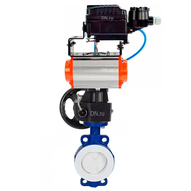 Затвор дисковый поворотный WBV3434Pf-2W-Fb-R Ду300 Ру16 корпус - углеродистая сталь WCB, диск - углеродистая сталь WCB, футерованный PTFE, уплотнение - PTFE, с PA-DA-140, позиционером YT-1000RSN с обратной связью и ручным дублером MON4-1200-T54-ISO в Перми