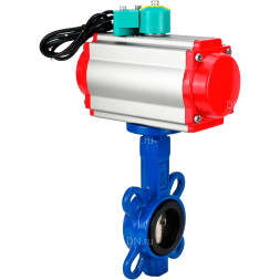 Затвор дисковый поворотный WBV1413E-2W-Fb-H Ду80 Ру16 корпус - чугун GGG50, диск - чугун GGG40, уплотнение - EPDM, с пневмоприводом PA-DA-065 и магнитным переключателем ALS200D