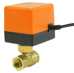 Кран шаровой BV0030NP-SP-T-ED Ду15 Ру16 стандартнопроходной двухходовой, латунь, внутренняя резьба, уплотнение - нитриловый каучук / PTFE, с электроприводом 24VDC без концевых выключателей