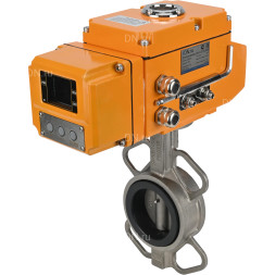 Затвор дисковый поворотный WBV3232V-2W-Fb-H Ду200 Ру16 межфланцевый, корпус - нержавеющая сталь 316L, диск - нержавеющая сталь 316L, уплотнение - Viton, с электроприводом QT-N-030EM-B1-220VAC-У1 HARK