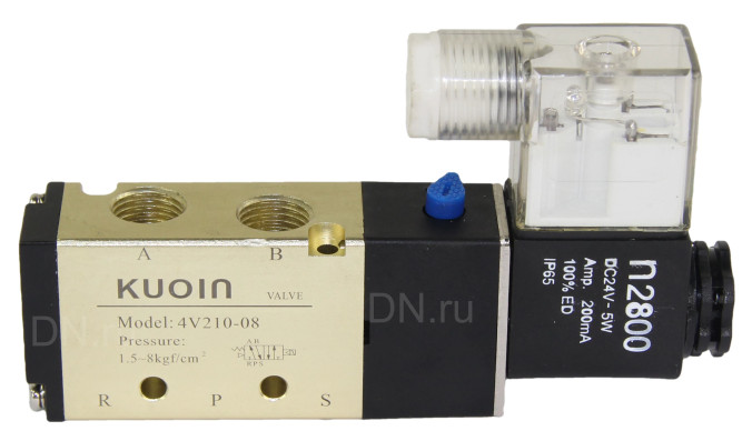 Пневмораспределитель 4V210-08 DC24V 1/4″ моностабильный, пятиканальный, для шиберных задвижек с пневмоцилиндром в Перми