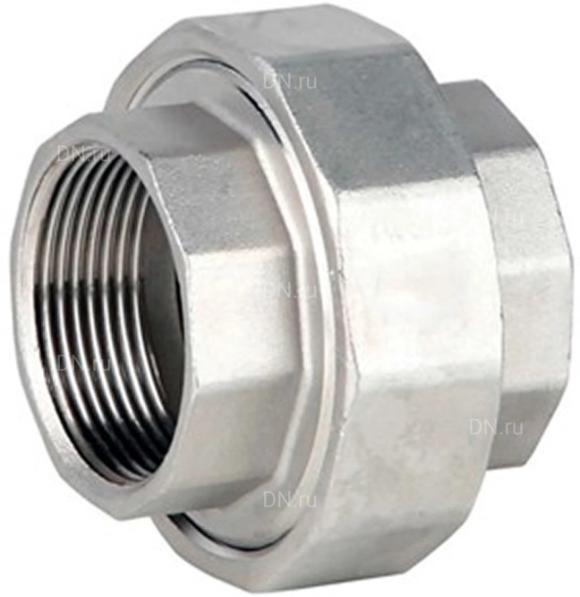 Соединение разъемное (американка) А-304-ВР-ВР-PTFE 1/4″ Ду8 Ру20 с уплотнением под гайкой по плоскости, корпус - нержавеющая сталь AISI 304, присоединение - внутренняя/внутренняя резьба, тип резьбы - BSPP в Перми