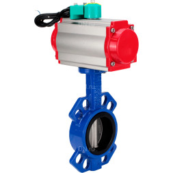 Затвор дисковый поворотный WBV1432E-2W-Fb-H Ду100 Ру16 корпус - чугун GGG50, диск - нержавеющая сталь 316L, уплотнение - EPDM, с пневмоприводом PA-DA-083, пневмораспределителем 4M310-08 AC220V и магнитным переключателем ALS200D