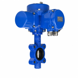 Затвор дисковый поворотный WBV1616E-2W-Fb-H Ду100 Ру16 LUG межфланцевый, корпус - чугун QT450, диск - чугун QT450, уплотнение - EPDM, с электроприводом QT-N-010M-O2-380VAC-У1 с моментной муфтой и штурвалом