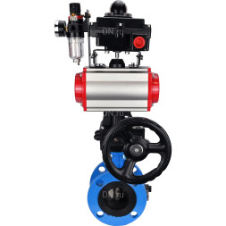 Затвор дисковый поворотный WBV1313E-2W-F-H Ду150 Ру16 фланцевый, корпус - чугун GGG40, диск - чугун GGG40, EPDM, с пневмоприводом PA-DA-130, пневмораспределителем 4V320-10 AC220V, БКВ APL-410N EX, ручным дублером MON1-250-T26-ISO и БПВ AFC2000