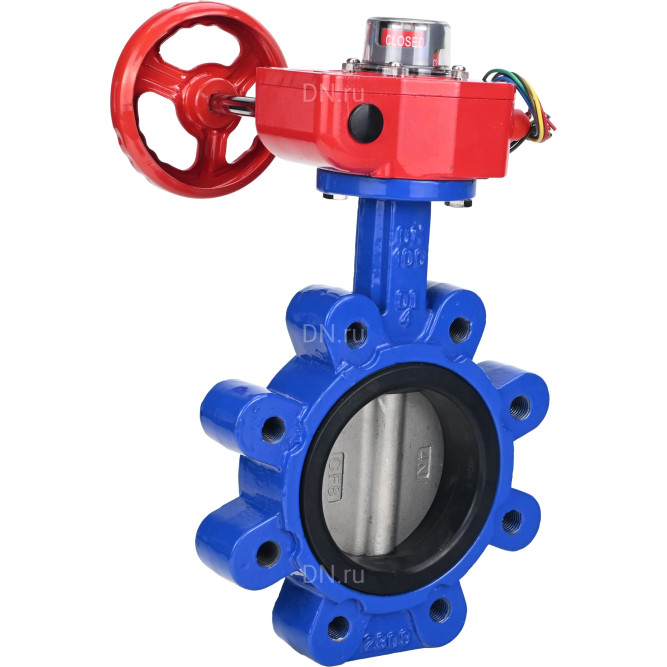 Затвор дисковый поворотный WBV1631E-2W-Fb-H Ду125 Ру16 LUG межфланцевый, корпус - чугун QT450, диск - нержавеющая сталь AISI 304, уплотнение - EPDM, с редуктором HGBF RQN1-180Z в Перми