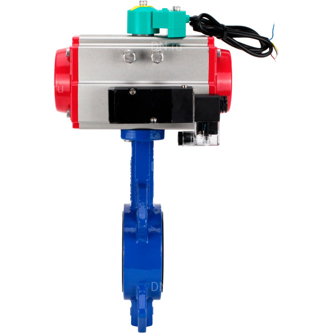 Затвор дисковый поворотный WBV1432E-2W-Fb-H Ду150 Ру16 корпус - чугун GGG50, диск - нержавеющая сталь 316L, уплотнение - EPDM, с пневмоприводом PA-DA-105, пневмораспределителем 4M310-08 AC220V и магнитным переключателем ALS200D в Перми