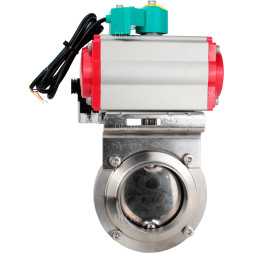 Затвор дисковый поворотный WBV3131E-2W-T-H Ду20 Ру10 резьбовой, пищевая нержавеющая сталь 304, уплотнение - EPDM, с пневмоприводом PA-DA-052, пневмораспределителем 4M310-08 AC220V и магнитным переключателем ALS200D