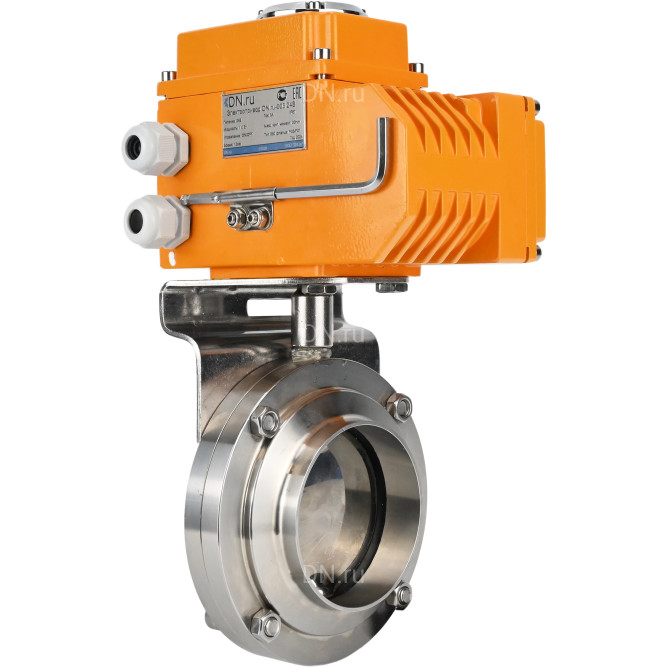 Затвор дисковый поворотный WBV3131E-2W-W-H Ду32 Ру10 под приварку, корпус - пищевая нержавеющая сталь 304, уплотнение - EPDM, с электроприводом QT-N-003EM-O1-220VAC-У1 220В HARK в Перми