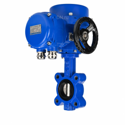 Затвор дисковый поворотный WBV1616E-2W-Fb-H Ду150 Ру16 LUG межфланцевый, корпус - чугун QT450, диск - чугун QT450, уплотнение - EPDM, с электроприводом QT-N-020M-O2-380VAC-У1 с моментной муфтой и штурвалом