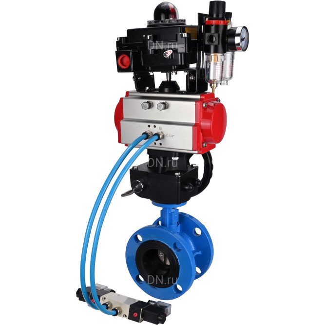 Затвор дисковый поворотный WBV1313E-2W-F-H Ду50 Ру16 фланцевый, корпус - чугун GGG40, диск - чугун GGG40, EPDM, с пневмоприводом PA-DA-105, пневмораспределителем 4V320-10 AC220V, БКВ APL-410N EX, ручным дублером MON1-250-T26-ISO и БПВ AFC2000 в Перми
