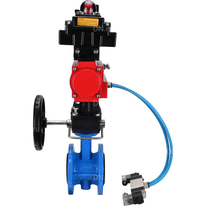 Затвор дисковый поворотный WBV1313E-2W-F-H Ду50 Ру16 фланцевый, корпус - чугун GGG40, диск - чугун GGG40, EPDM, с пневмоприводом PA-DA-105, пневмораспределителем 4V320-10 AC220V, БКВ APL-410N EX, ручным дублером MON1-250-T26-ISO и БПВ AFC2000 в Перми