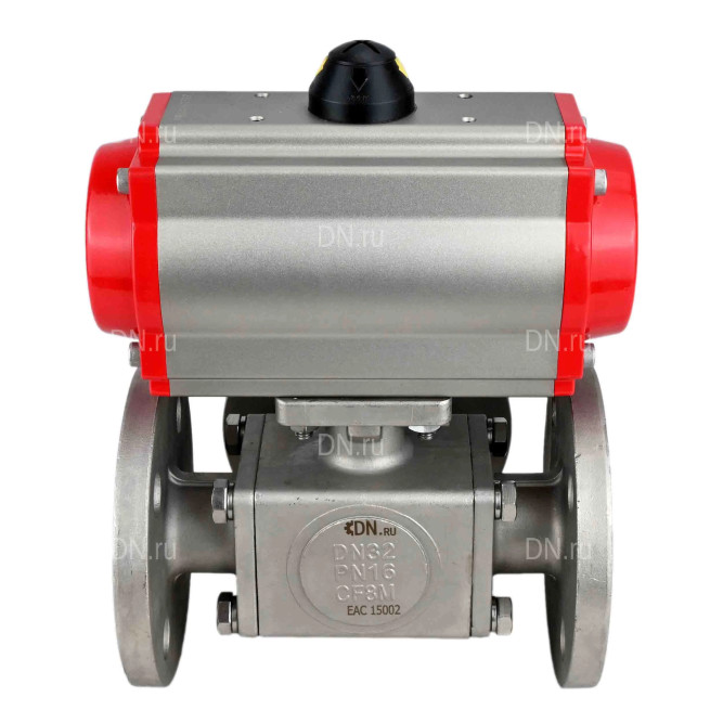 Кран шаровой BV3232P(4pc)-FP-3WL-F Ду25 Ру16 полнопроходной трехходовой, фланцевый, корпус - нержавеющая сталь SS316, с пневмоприводом PA-DA-052 двойного действия и пневмораспределителем 4M310-08 AC220V в Перми