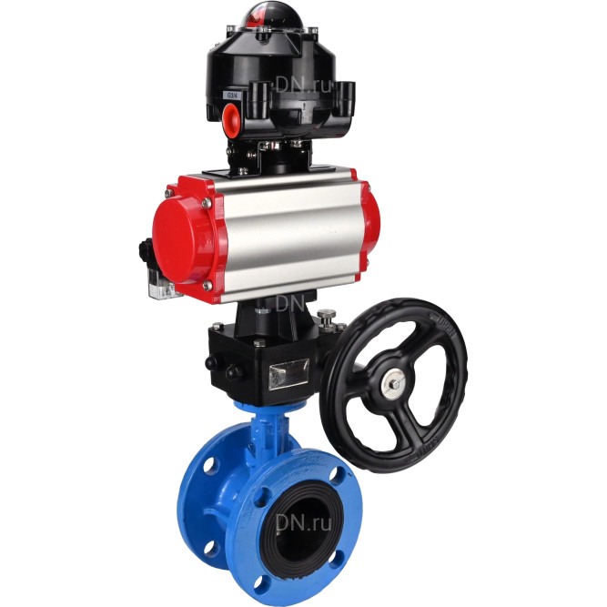 Затвор дисковый поворотный WBV1313E-2W-F-H Ду50 Ру16 фланцевый, корпус - чугун GGG40, диск - чугун GGG40, EPDM, с пневмоприводом PA-DA-105, пневмораспределителем 4M310-08 AC220V, БКВ APL-510N EX и ручным дублером MON1-250-T26-ISO в Перми