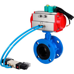 Затвор дисковый поворотный WBV1313E-2W-F-H Ду65 Ру16, корпус - чугун GGG40, диск - чугун GGG40, уплотнение - EPDM, с пневмоприводом PA-DA-105, пневмораспределителем 4M320-08 AC220V и магнитным переключателем ALS200D