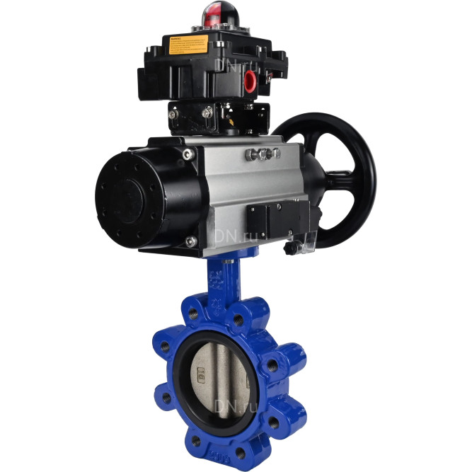 Затвор дисковый поворотный WBV1616E-2W-Fb-H Ду150 Ру16 LUG корпус - чугун QT450, диск - чугун QT450, уплотнение - EPDM, с пневмоприводом PA-DA-105-1, пневмораспределителем 4M310-08 AC220V и БКВ APL-410N EX в Перми