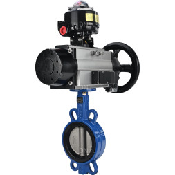 Затвор дисковый поворотный WBV1132N-2W-Fb-H Ду125 Ру16, корпус - чугун GG25, диск - нержавеющая сталь 316L, уплотнение - NBR, с пневмоприводом PA-DA-105-1 двойного действия, пневмораспределителем 4M310-08 AC220V, БКВ APL-510N-EX