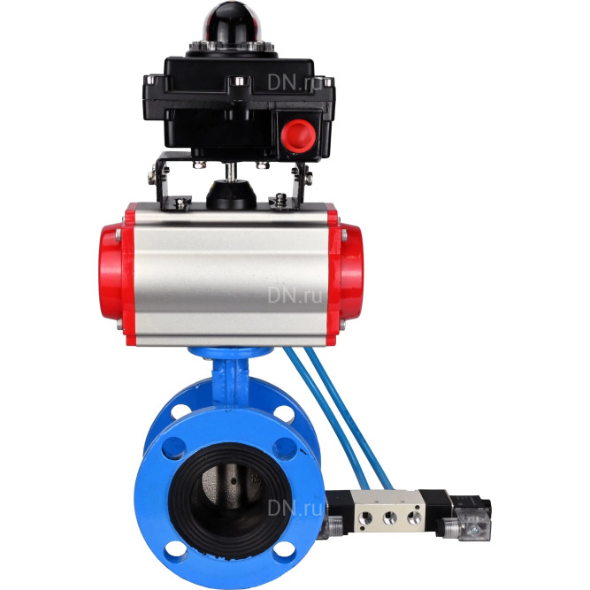 Затвор дисковый поворотный WBV1313E-2W-F-H Ду200 Ру16 фланцевый, корпус - чугун GGG40, диск - чугун GGG40, уплотнение - EPDM, с пневмоприводом PA-DA-140, пневмораспределителем 4V320-08 AC220V и БКВ APL-410N EX в Перми