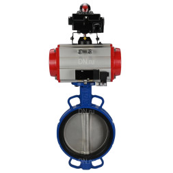 Затвор дисковый поворотный WBV1413E-2W-Fb-H Ду300 Ру16, корпус - чугун GGG50, диск - чугун GGG40, уплотнение - EPDM, с пневмоприводом PA-SA-210 с возвратными пружинами, пневмораспределителем 4M310-08 AC220V, БКВ APL-410N EX
