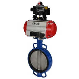 Затвор дисковый поворотный WBV1413E-2W-Fb-H Ду300 Ру16, корпус - чугун GGG50, диск - чугун GGG40, уплотнение - EPDM, с пневмоприводом PA-SA-210 с возвратными пружинами, пневмораспределителем 4M310-08 AC220V, БКВ APL-410N EX