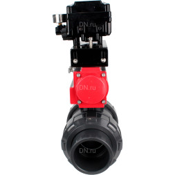 Кран шаровой BV4242E-FP-GRM-ISO Дн80 Ру10 полнопроходной, корпус - НПВХ, шар - НПВХ, уплотнение - EPDM, с пневмоприводом PA-DA-065 и пневмопозиционером YT-1000RSN без обратной связи