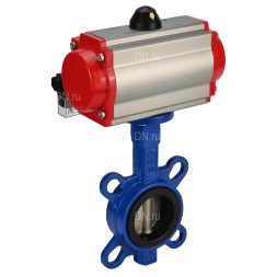 Затвор дисковый поворотный WBV1432N-2W-Fb-H Ду100 Ру16, корпус - чугун GGG50, диск - нержавеющая сталь 316L, уплотнение - NBR, с пневмоприводом PA-DA-083 двойного действия, пневмораспределителем 4M310-08 AC220V