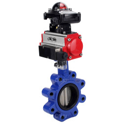 Затвор дисковый поворотный WBV1631E-2W-Fb-H Ду100 Ру16 LUG корпус - чугун QT450, диск - нержавеющая сталь 304, уплотнение - EPDM, с пневмоприводом PA-DA-083, пневмораспределителем 4M310-08 AC220V и БКВ APL-210N