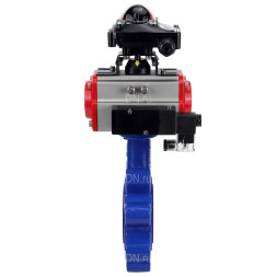 Затвор дисковый поворотный WBV1631E-2W-Fb-H Ду100 Ру16 LUG корпус - чугун QT450, диск - нержавеющая сталь 304, уплотнение - EPDM, с пневмоприводом PA-DA-083, пневмораспределителем 4M310-08 AC220V и БКВ APL-210N