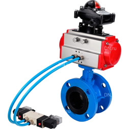 Затвор дисковый поворотный WBV1313E-2W-F-H Ду65 Ру16, корпус - чугун GGG40, диск - чугун GGG40, уплотнение - EPDM, с пневмоприводом PA-DA-105, пневмораспределителем 4M320-10 AC220V и БКВ APL-210N