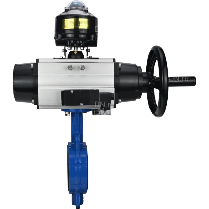 Затвор дисковый поворотный WBV1413E-2W-Fb-H Ду150 Ру16, корпус - чугун GGG50, диск - чугун GGG40, уплотнение - EPDM, с пневмоприводом PA-DA-105-1 двойного действия, пневмораспределителем 4M310-08 AC220V, БКВ APL-510N-EX в Перми