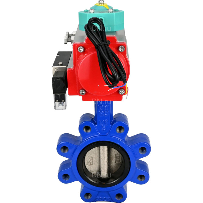 Затвор дисковый поворотный WBV1616N-2W-Fb-H Ду100 Ру16 LUG корпус - чугун QT450, диск - чугун QT450, уплотнение - NBR, с пневмоприводом PA-DA-083, пневмораспределителем 4M310-08 DC24V и магнитным переключателем ALS200D в Перми