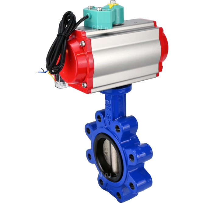 Затвор дисковый поворотный WBV1616N-2W-Fb-H Ду100 Ру16 LUG корпус - чугун QT450, диск - чугун QT450, уплотнение - NBR, с пневмоприводом PA-DA-083, пневмораспределителем 4M310-08 DC24V и магнитным переключателем ALS200D в Перми
