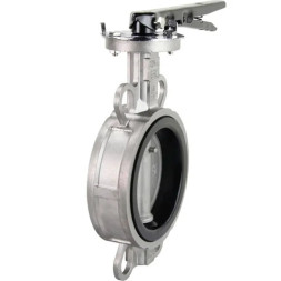 Затвор дисковый поворотный WBV3131V-2W-Fb-H Ду150 Ру16 межфланцевый, корпус - нержавеющая сталь 304, диск - нержавеющая сталь 304, уплотнение - VITON, с рукояткой, с ISO-фланцем F07, квадрат 14х14