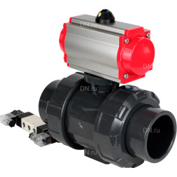 Кран шаровой BV4242E-FP-GRM-ISO Дн100 Ру10 полнопроходной, корпус - НПВХ, шар - НПВХ, уплотнение - EPDM, с пневмоприводом PA-SA-083 и пневмораспределителем 4V320-10 AC220V