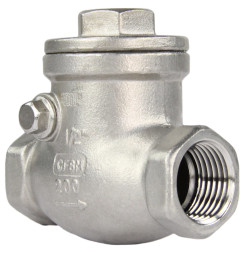 Клапан обратный VC3232P-T 1/2″ Ду15 Ру16 муфтовый, поворотный, корпус - нержавеющая сталь, диск - нержавеющая сталь, уплотнение - PTFE