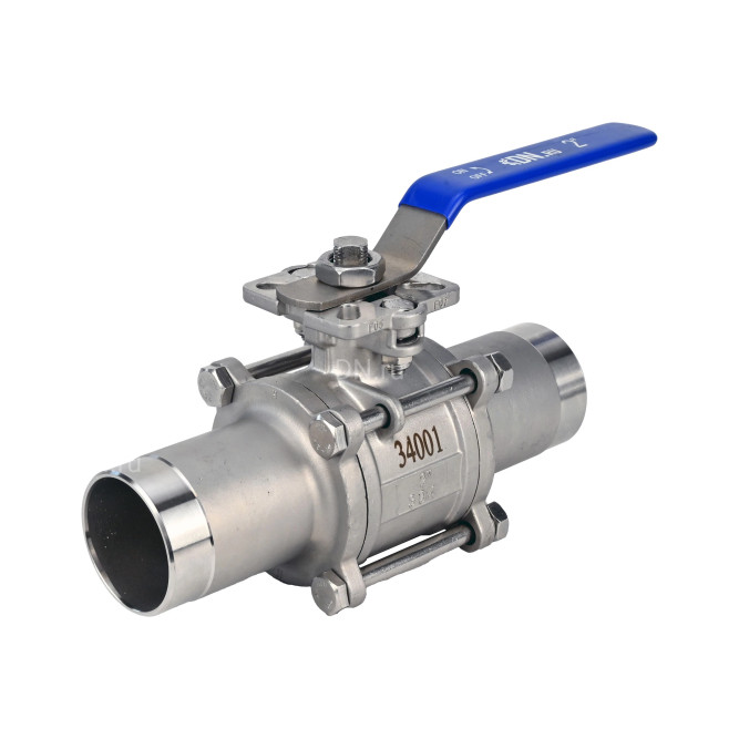 Кран шаровой BV3131P(3pc)-FP-W-ISO-H LONG Ду25 Ру63 полнопроходной, трехсоставной, корпус - нержавеющая сталь 304, уплотнение - PTFE, под приварку, с рукояткой в Перми