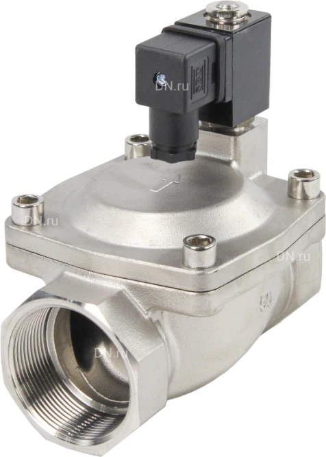Клапан электромагнитный VS431-VT-NC-220VAC 2″ Ду50 Ру16, соленоидный двухходовой, корпус - нержавеющая сталь 304, уплотнение - Viton, резьбовой, нормально-закрытый, пилотный, катушка - 220В в Перми