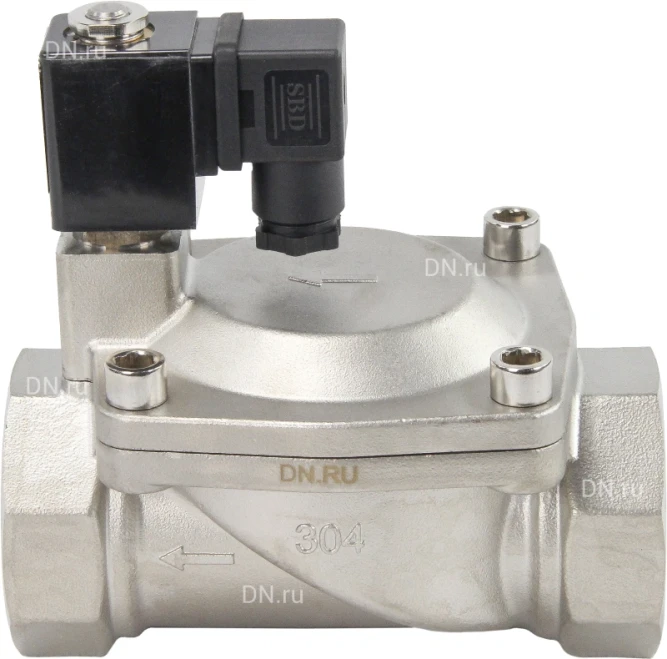 Клапан электромагнитный VS431-VT-NC-220VAC 2″ Ду50 Ру16, соленоидный двухходовой, корпус - нержавеющая сталь 304, уплотнение - Viton, резьбовой, нормально-закрытый, пилотный, катушка - 220В в Перми