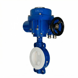 Затвор дисковый поворотный WBV3434Pf-2W-Fb-H Ду100 Ру16 корпус - углеродистая сталь WCB, диск - углеродистая сталь WCB, футерованный PTFE, уплотнение - PTFE, с электроприводом QT-N-010M-O2-380VAC-У1
