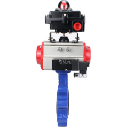 Затвор дисковый поворотный WBV1631E-2W-Fb-H Ду100 Ру16 LUG корпус - чугун QT450, диск - нержавеющая сталь 304, уплотнение - EPDM, с пневмоприводом PA-DA-083, пневмораспределителем 4M310-08 DC24V и БКВ APL-410N EX