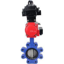 Затвор дисковый поворотный WBV1631E-2W-Fb-H Ду100 Ру16 LUG корпус - чугун QT450, диск - нержавеющая сталь 304, уплотнение - EPDM, с пневмоприводом PA-DA-083, пневмораспределителем 4M310-08 DC24V и БКВ APL-410N EX