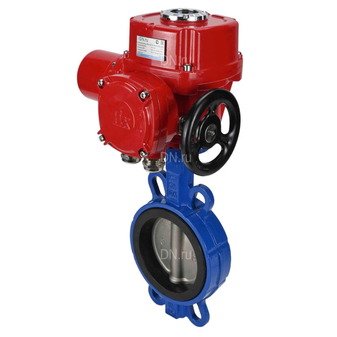 Затвор дисковый поворотный WBV1432N-2W-Fb-H Ду150 Ру16, корпус - чугун GGG50, диск - нержавеющая сталь 316L, уплотнение - NBR, с электроприводом QT-EX-015M-O2-220VAC-У1 в Перми