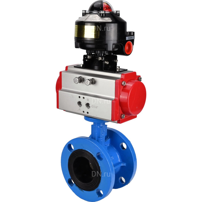 Затвор дисковый поворотный WBV1313E-2W-F-H Ду80 Ру16 фланцевый, корпус - чугун GGG40, диск - чугун GGG40, уплотнение - EPDM, с пневмоприводом PA-DA-105 и БКВ APL-510N EX в Перми