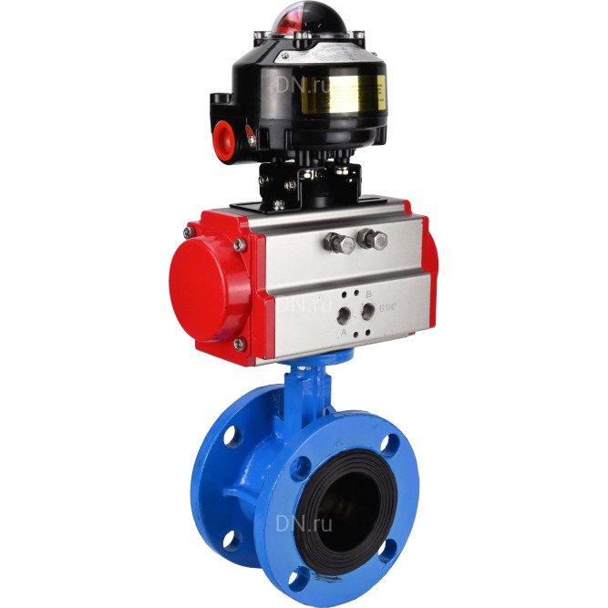 Затвор дисковый поворотный WBV1313E-2W-F-H Ду80 Ру16 фланцевый, корпус - чугун GGG40, диск - чугун GGG40, уплотнение - EPDM, с пневмоприводом PA-DA-105 и БКВ APL-510N EX в Перми