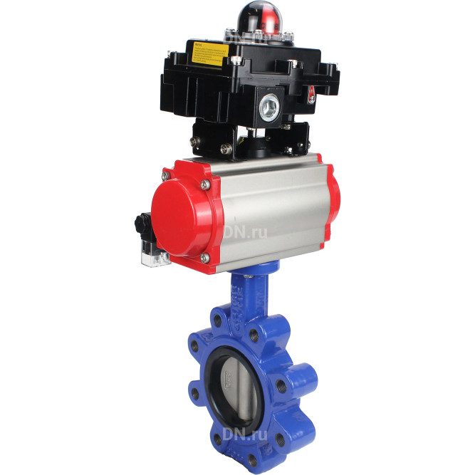 Затвор дисковый поворотный WBV1631E-2W-Fb-H Ду150 Ру16 LUG корпус - чугун QT450, диск - нержавеющая сталь 304, уплотнение - EPDM, с пневмоприводом PA-DA-105, пневмораспределителем 4M310-08 DC24V и БКВ APL-410N EX в Перми