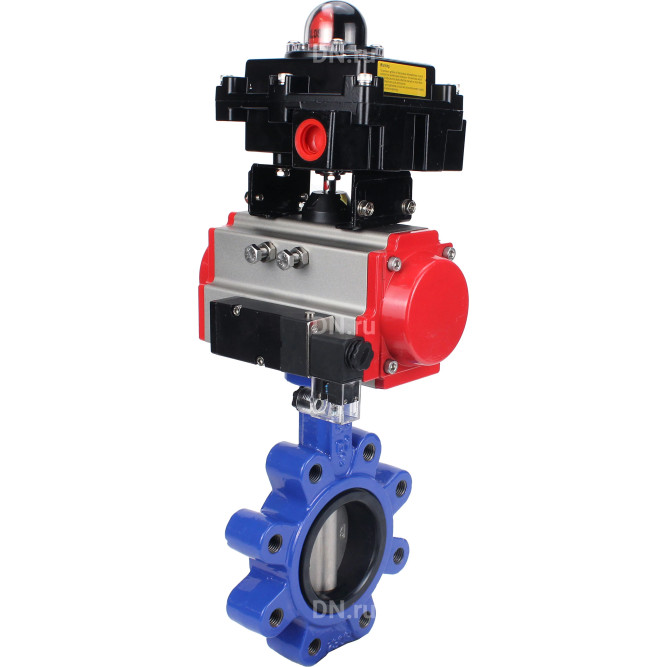 Затвор дисковый поворотный WBV1631E-2W-Fb-H Ду150 Ру16 LUG корпус - чугун QT450, диск - нержавеющая сталь 304, уплотнение - EPDM, с пневмоприводом PA-DA-105, пневмораспределителем 4M310-08 DC24V и БКВ APL-410N EX в Перми