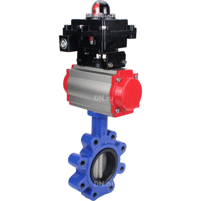 Затвор дисковый поворотный WBV1631E-2W-Fb-H Ду150 Ру16 LUG корпус - чугун QT450, диск - нержавеющая сталь 304, уплотнение - EPDM, с пневмоприводом PA-DA-105, пневмораспределителем 4M310-08 DC24V и БКВ APL-410N EX в Перми