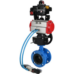 Затвор дисковый поворотный WBV1313E-2W-F-H Ду65 Ру16 фланцевый, корпус - чугун GGG40, диск - чугун GGG40, EPDM, с пневмоприводом PA-DA-105, пневмораспределителем 4V320-10 AC220V, БКВ APL-410N EX и ручным дублером MON1-250-T26-ISO