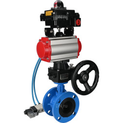 Затвор дисковый поворотный WBV1313E-2W-F-H Ду65 Ру16 фланцевый, корпус - чугун GGG40, диск - чугун GGG40, EPDM, с пневмоприводом PA-DA-105, пневмораспределителем 4V320-10 AC220V, БКВ APL-410N EX и ручным дублером MON1-250-T26-ISO